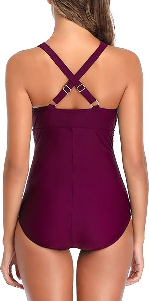 Derssity Ruched Tummy Control One Piece Swimsuit