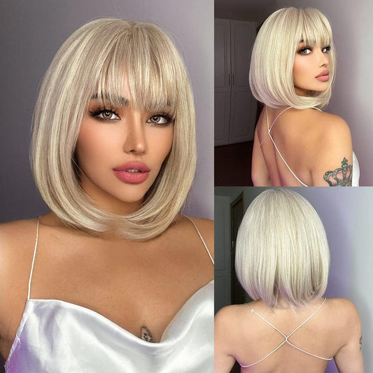 Vairety Blonde Short Bob wig with fringe