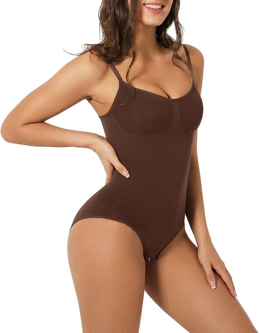 Women's Seamless Shapewear Bodysuit with Tummy Control - Brown