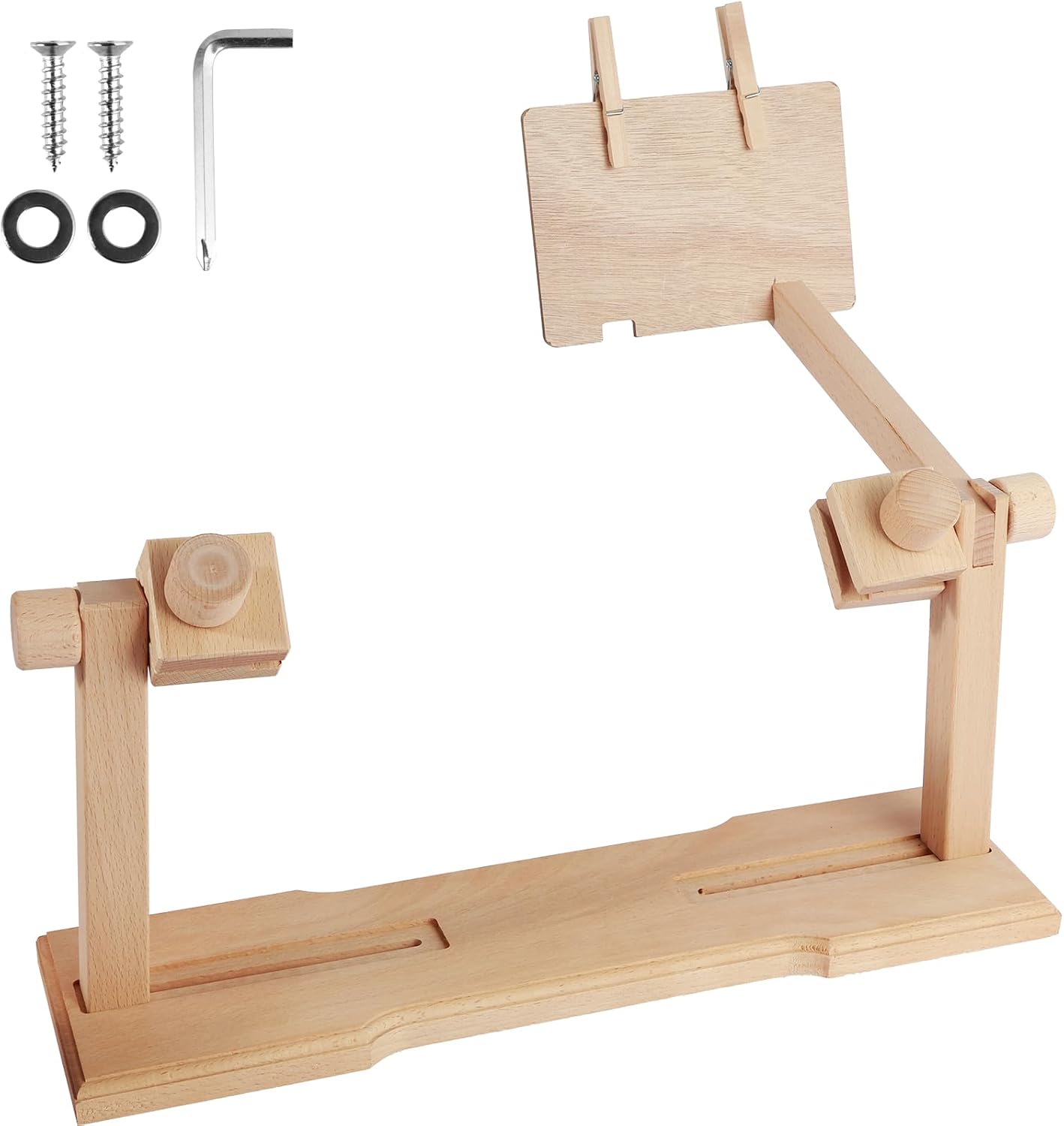Embroidery Stand,Adjustable Embroidery Hoop Frame Holder 360° Rotation Cross Stitch Lap Stand Beech Wood Embroidery Stand Holder Hands-Free Embroidery Frame Stand for Crafts