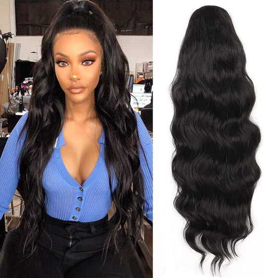 Porsmeer Long Wavy drawstring Ponytail Hair Extension