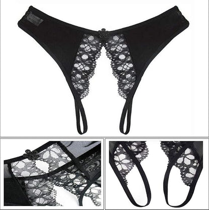 Ladies Lace Crotchless Thong underwear