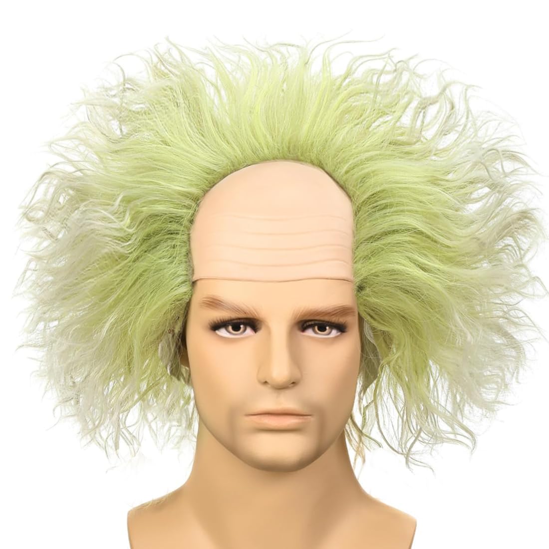 PORSMEER Mens Green Ombre short Wig with Bald Cap