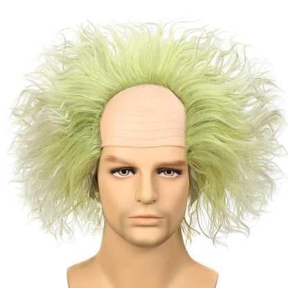 PORSMEER Mens Green Ombre short Wig with Bald Cap