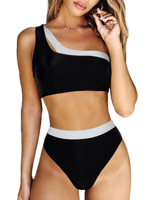 High Waist Swimsuit Sexy One Shoulder Beachwear Push Up Bathing Suit Two Piece Swimsuit