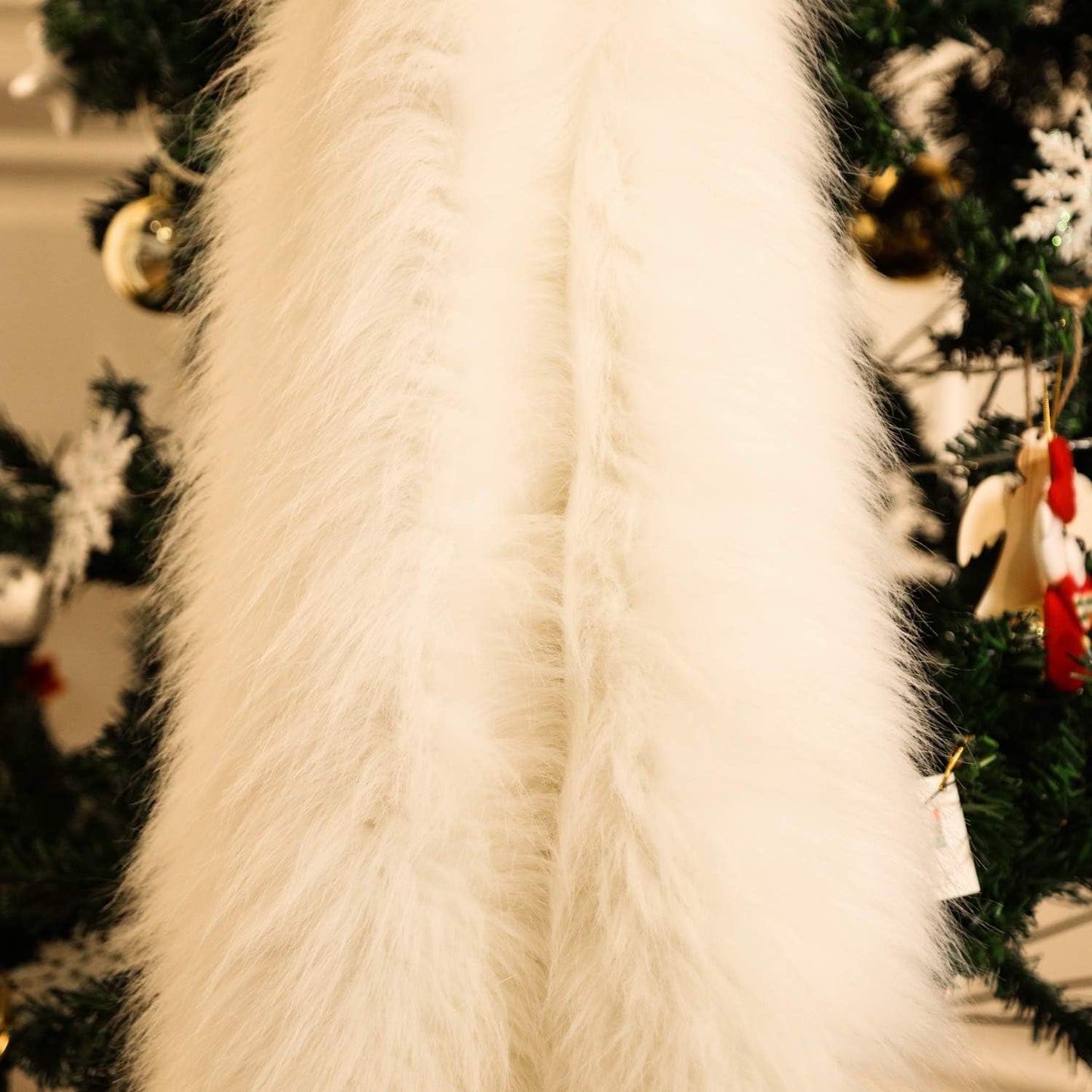 White Faux Fur Christmas tree skirt 80cm