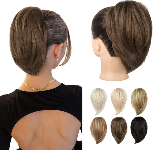 Reecho Straight Claw Clip Bun Extension Auburn Brown