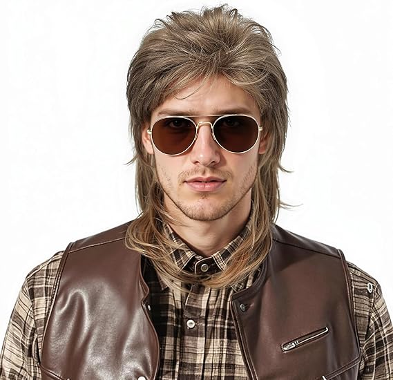 Men's 80s Mule Wig Costume Wig with Sunglasses