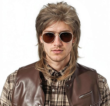 Men's 80s Mule Wig Costume Wig with Sunglasses