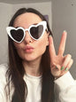 White Plastic Heart Sunglasses