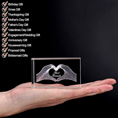 ERWEI Engraved with Best Friends in Cube Crystal Glass Figurines Gifts