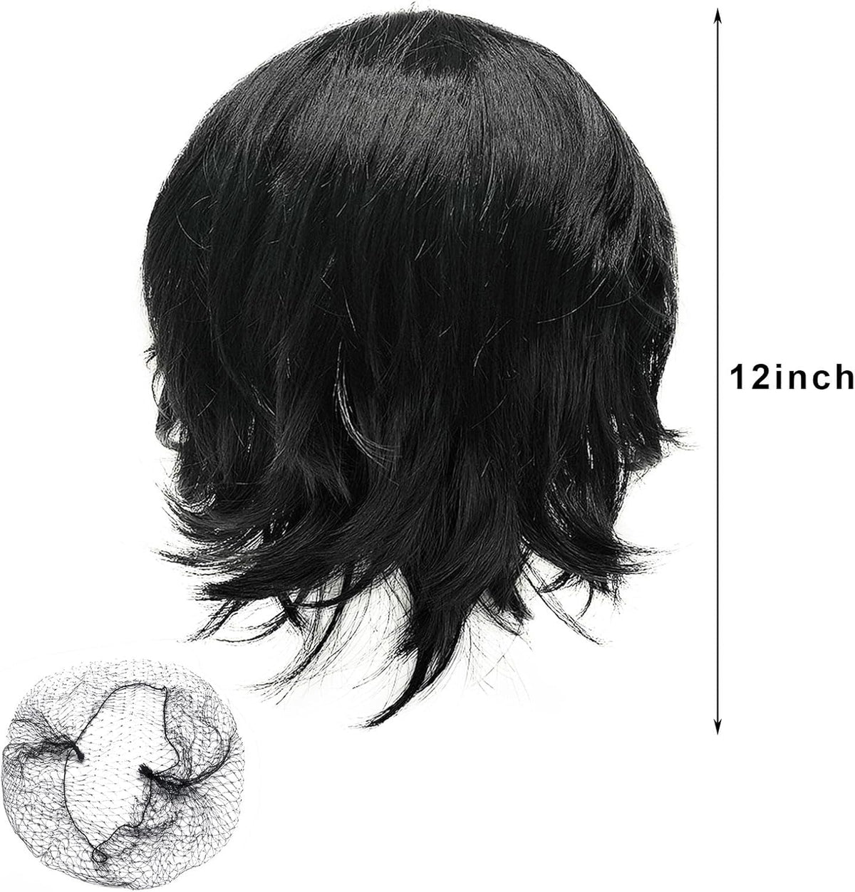 SKHAOVS Unisex Black Short Wig Short Black Wig Cosplay