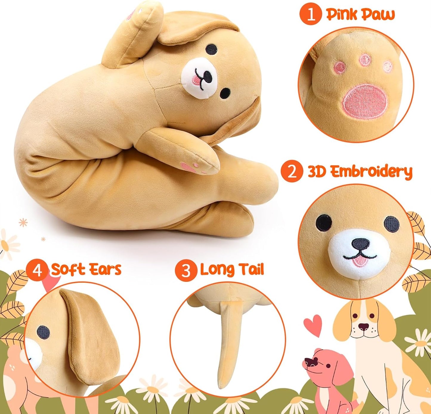 Yamepuia Cute Long Dog Plush Pillow