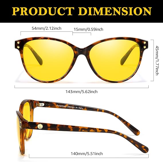 TJUTR Night Driving Glasses Yellow Lens Reduce Glare from Headlights