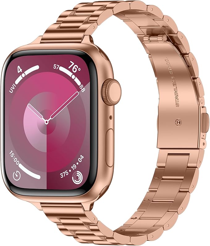 Euler Rose Gold Stainless Steel Watch Strap (Apple watch series 3,4,5)