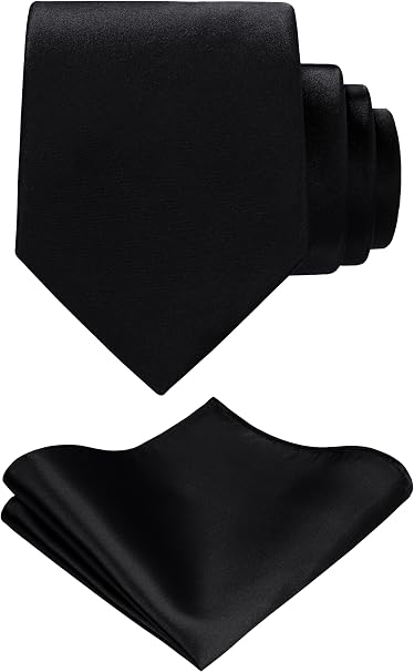 TIE G Solid Satin Color Formal Necktie and Pocket Square Set in Gift Box