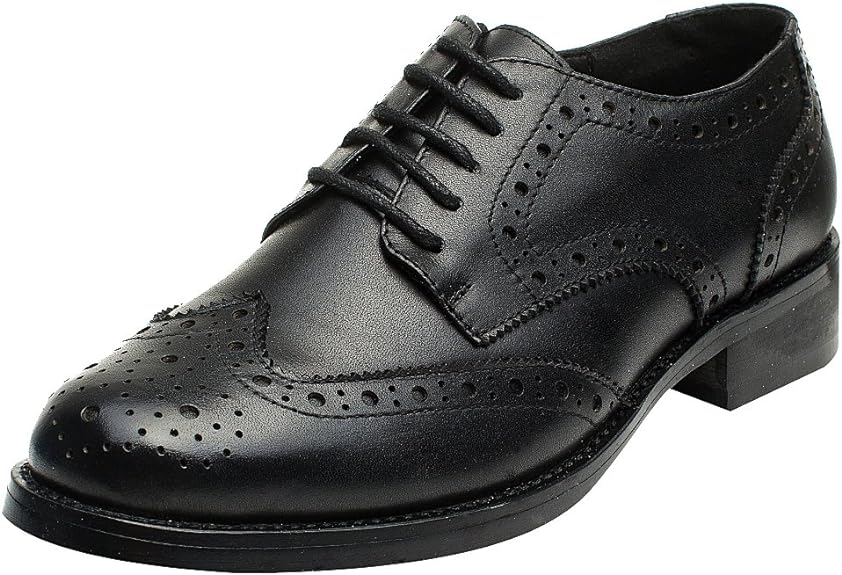 Women's Leather Lace up Brogue Wingtip Derby Shoes