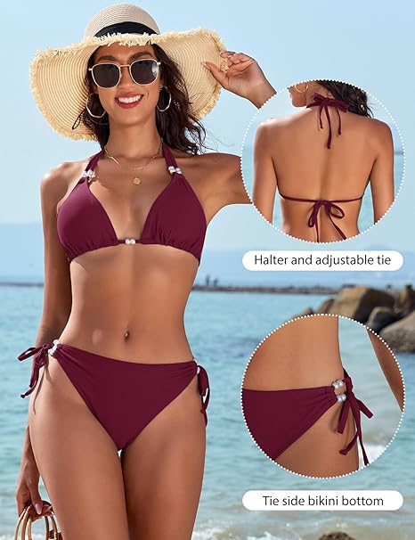 Charmleaks Two Piece Halter Neck Triangle Bikini