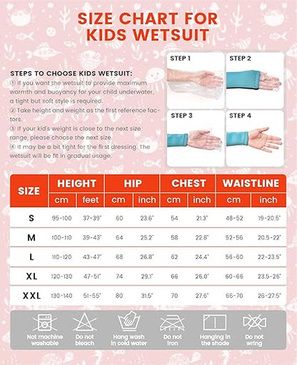Gogokids Kids Wetsuit 2.5mm Thermal Rash Guard Sun Protection Diving Snorkelling Suit UV 50+
