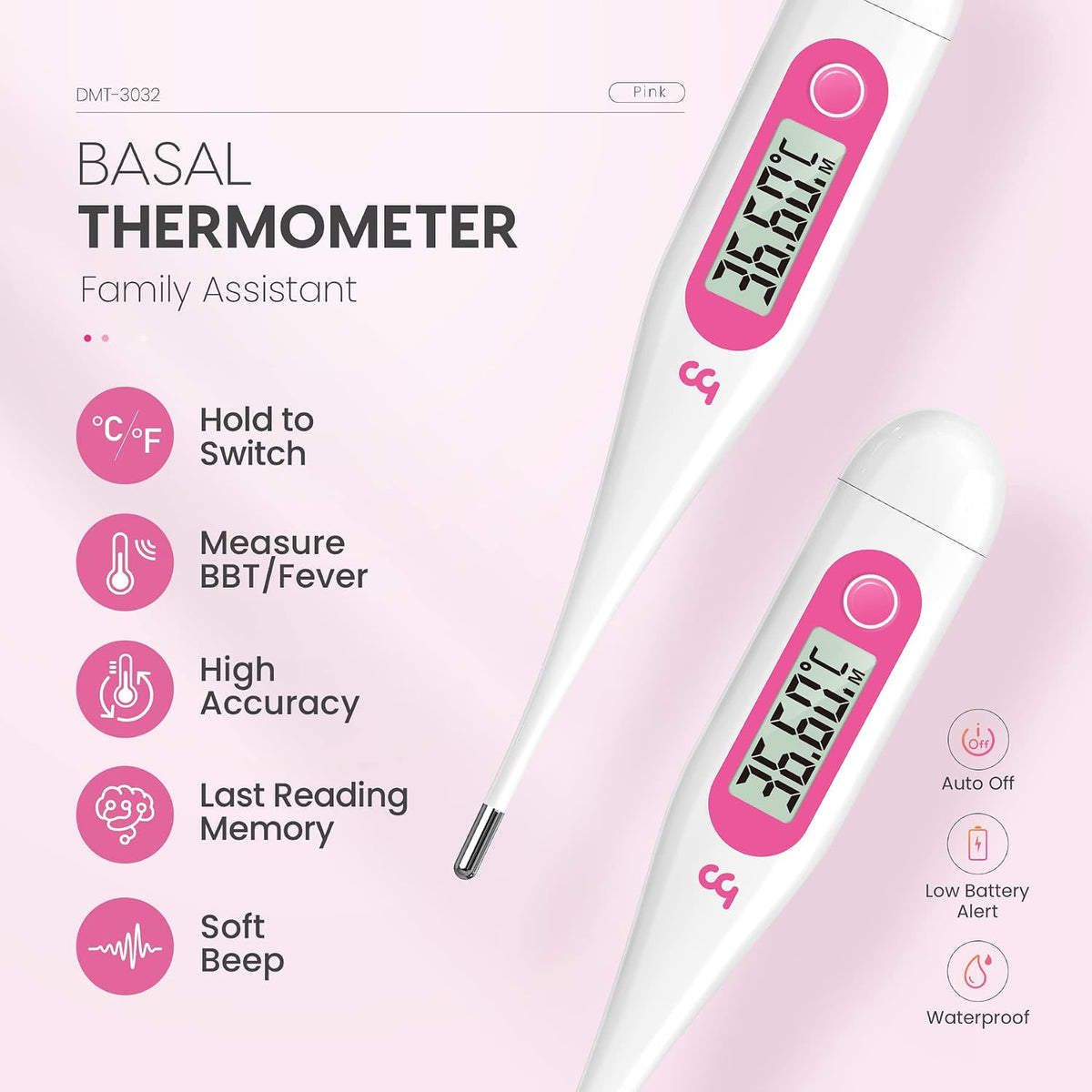 Digital Basal Body Temperature Thermometer for Ovulation Fertility Tracking