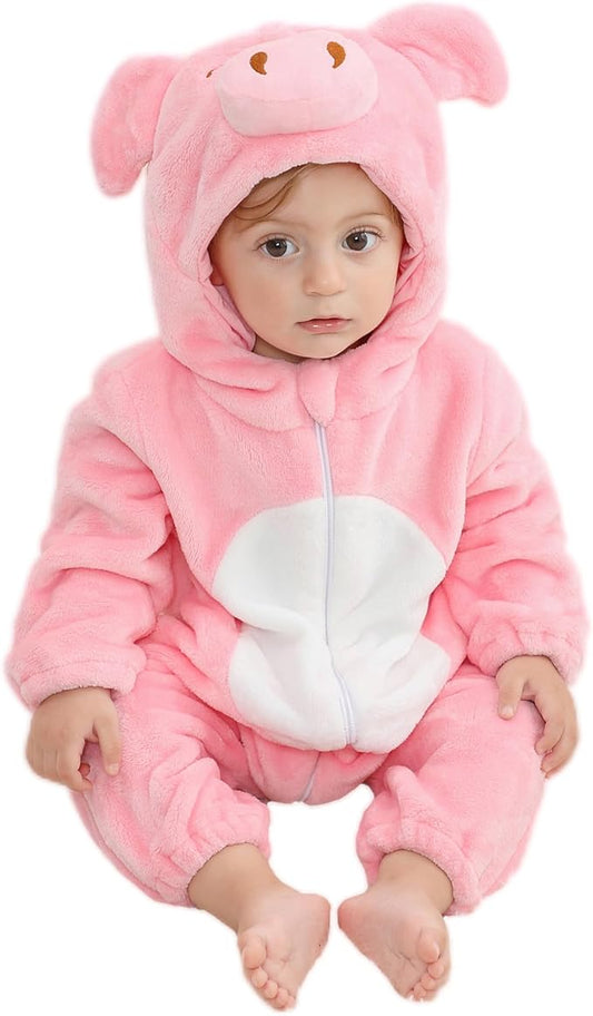 MICHLEY Newborn Animal Hooded Romper Baby Super Soft Size 70 (0-6 Months)