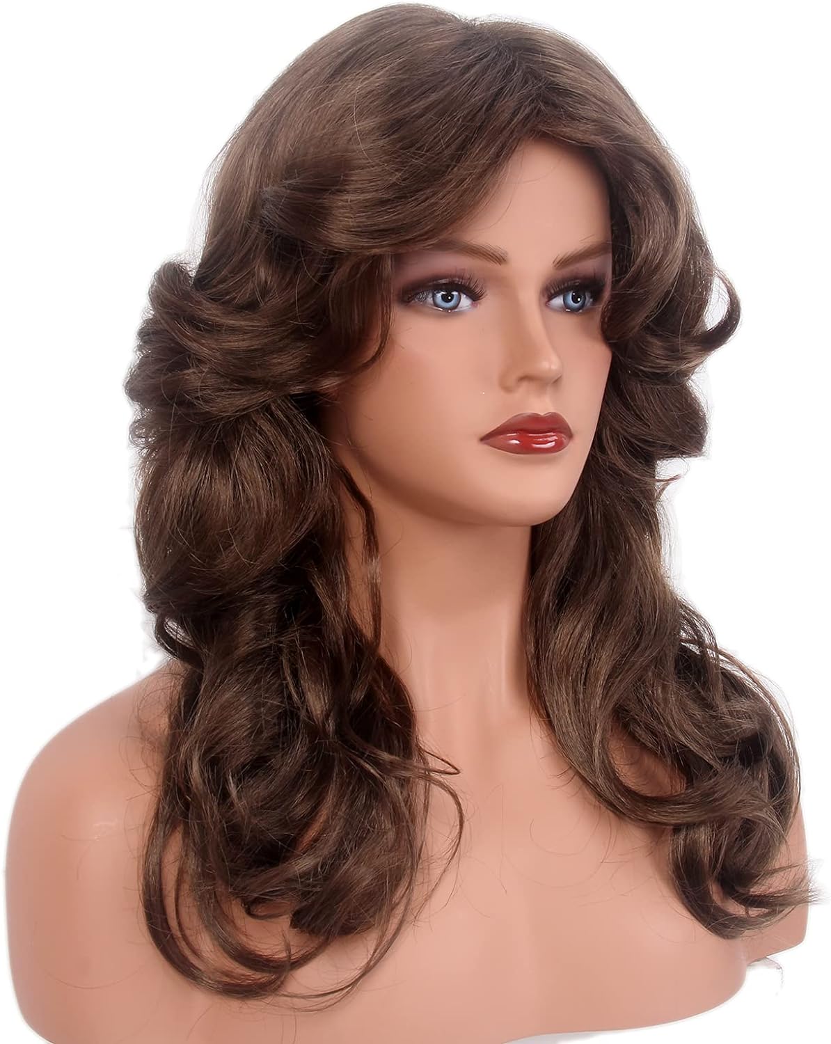 Reewes 70's Style Long Feathered Wig - Brown