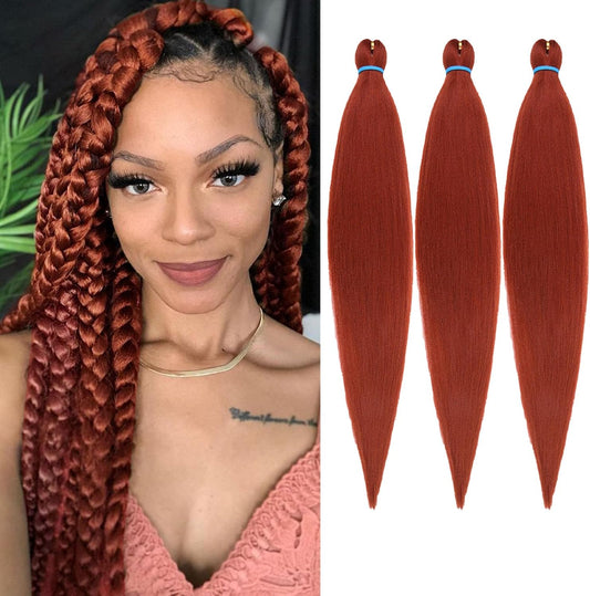 Samtress 36 Inch Pre Stretched Braiding Hair 6 Packs Long 3 Hot Water Setting Synthetic Fiber Braiding Hair for Crochet Braids for Women (#350))