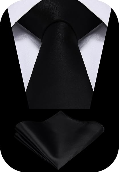 TIE G Solid Satin Color Formal Necktie and Pocket Square Set in Gift Box