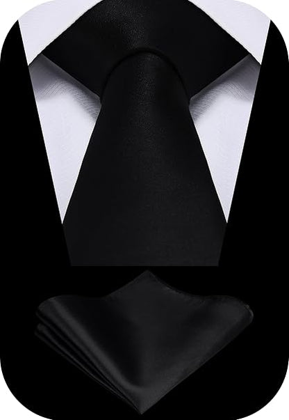 TIE G Solid Satin Color Formal Necktie and Pocket Square Set in Gift Box