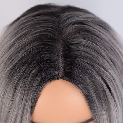 Ladies Grey Ombre Wavy Wig with Dark Root