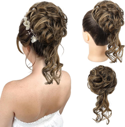 REECHO Messy Tousled Updo Elastic Hair Bun Hair Piece