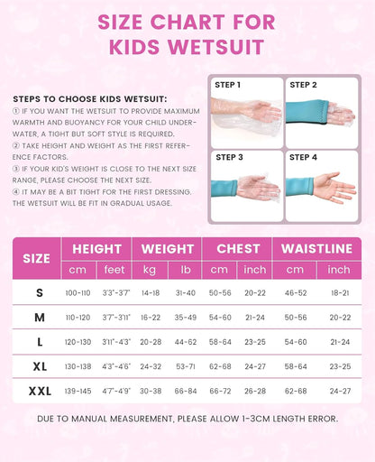 Gogokids Kids Wetsuit 2.5mm Thermal Rash Guard Sun Protection Diving Snorkelling Suit UV 50+