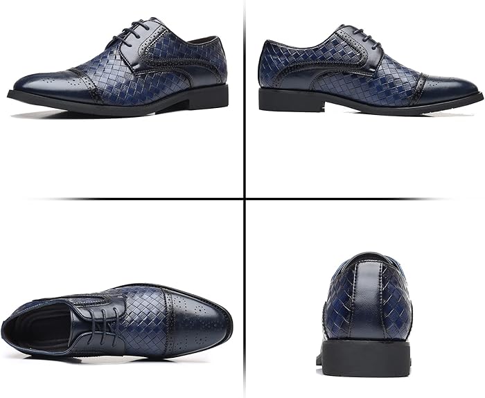 Men's Lace-up Formal Brogues Derby Shoes with Woven design