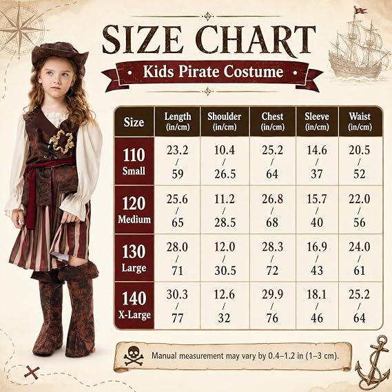 Girls Pirate Costume for Halloween Carnival Party