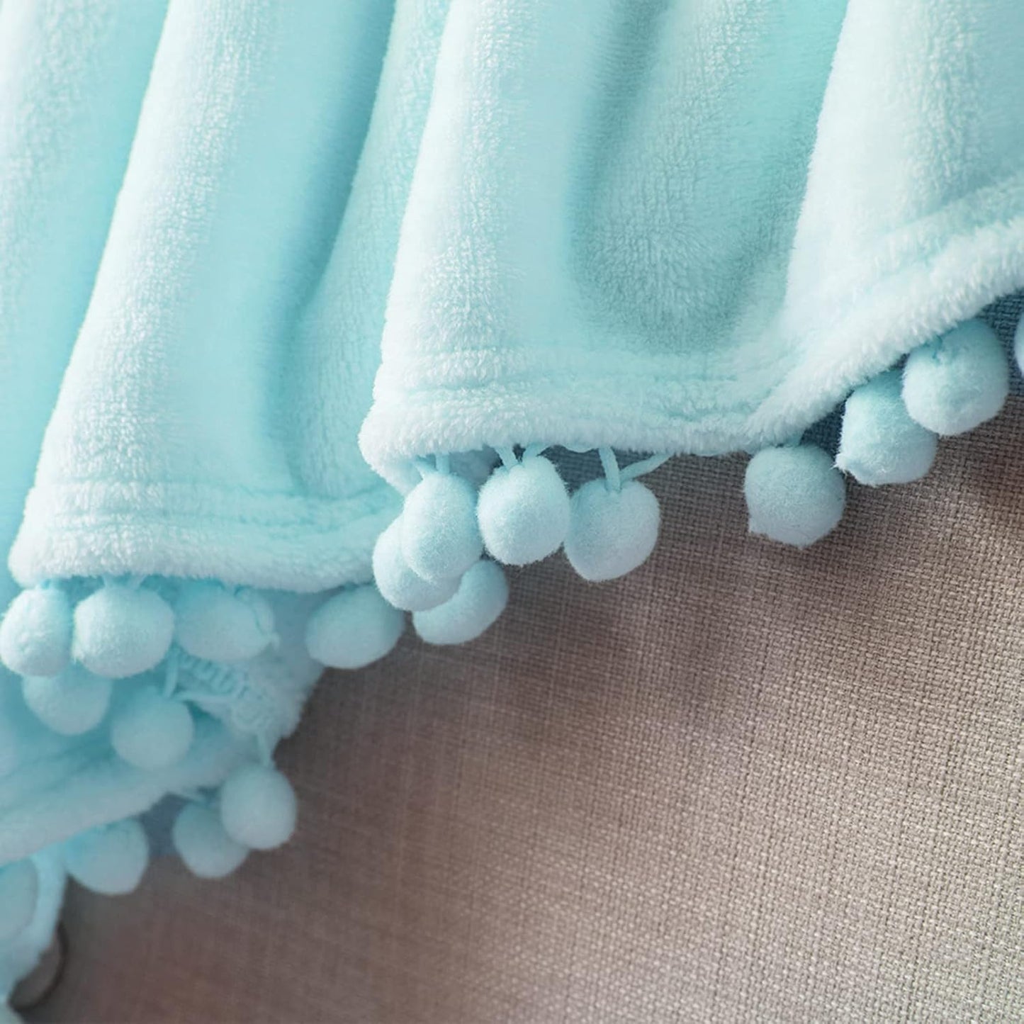 Super Soft Fleece Blanket with PomPom Edging - 50x60"