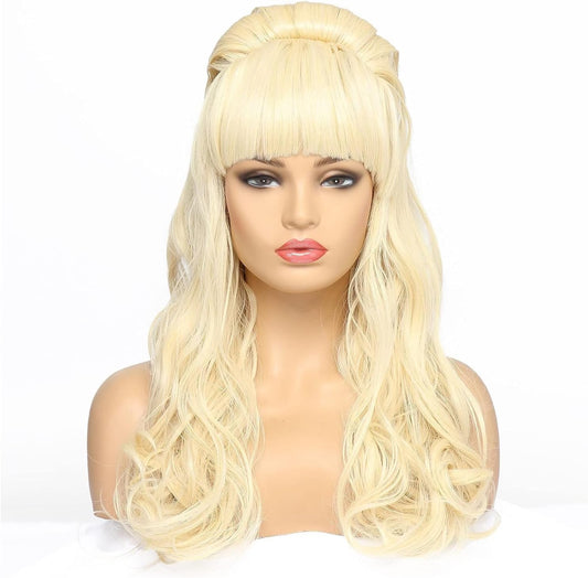 BESTUNG Long Wavy Blonde Bouffant Beehive Wig