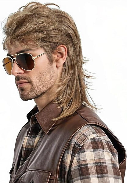 Men's 80s Mule Wig Costume Wig with Sunglasses