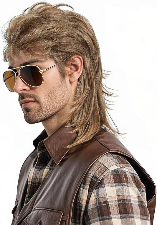 Men's 80s Mule Wig Costume Wig with Sunglasses