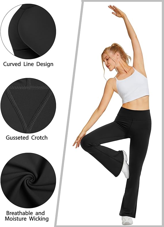 Ladies Black Bootcut Tummy Control Yoga Pants