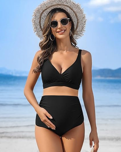 Charmo High Waisted Maternity Swimsuit Bikini Set