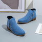 Women's Faux Suede Zip Up Ankle Low Block Heeled Ankle Boots