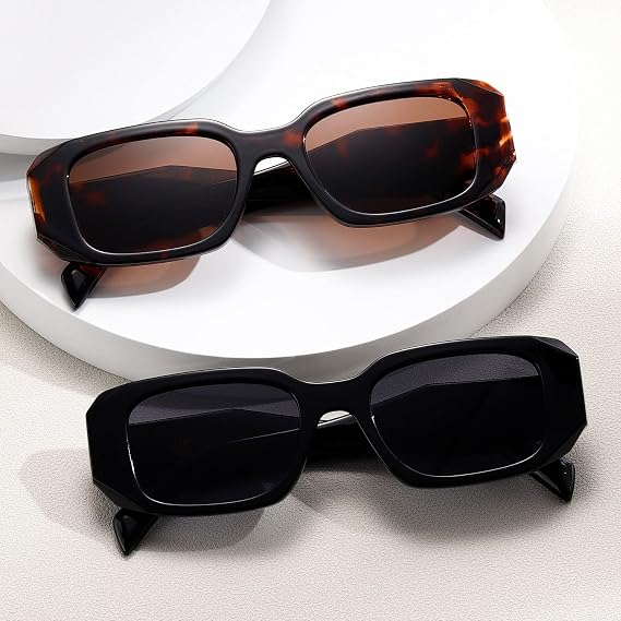 Kimorn Rectangle Trendy Sunglasses for Women 2 Pack
