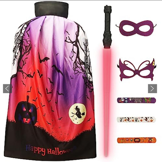 Kids Halloween Cape Set,Cosplay Fancy Dress with Lightsaber