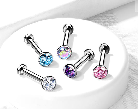 Steel Internally Threaded Helix Lobe stud earring different colours