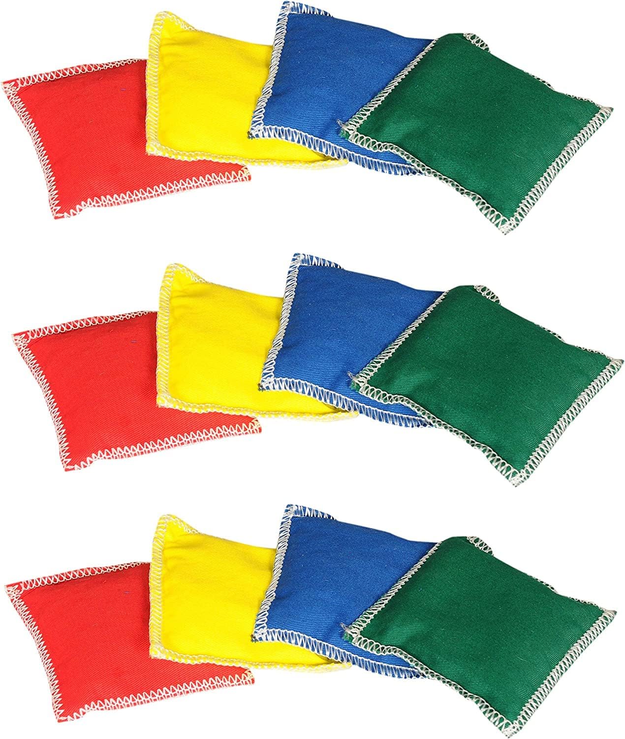 Mini Bean Bags Cotton/Nylon 12 pack & Rainbow Play Parachute for Physical Education, Cooperative Games, Gymnastics, Outdoor & Classroom Activities, for Ages 4 Years and Older