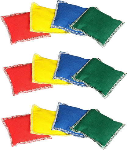 Mini Bean Bags Cotton/Nylon 12 pack & Rainbow Play Parachute for Physical Education, Cooperative Games, Gymnastics, Outdoor & Classroom Activities, for Ages 4 Years and Older
