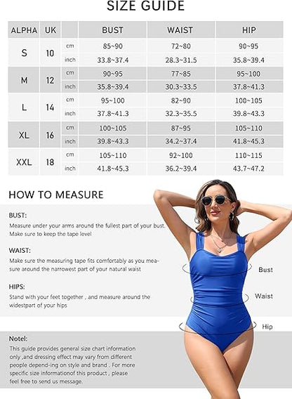 Husmeu Women Tummy Control Ruched Vintage Bathing Suit