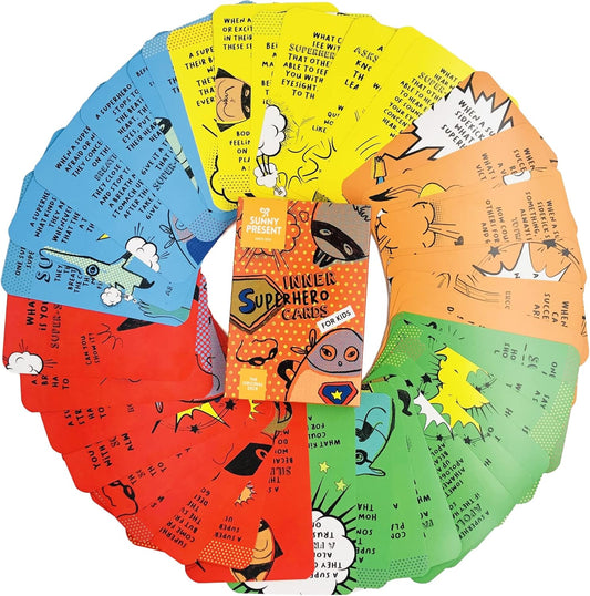 Sunny Present Inner Superhero Cards for Kids - 42 Action Cards to Learn Important Skills Through Play: Emotion & Communication Skills, Discover Talents