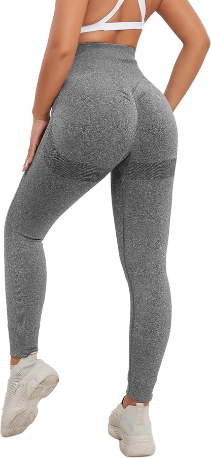 Ladies High Waisted Light Grey Workout Leggings with Butt Lift