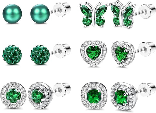 Kakonia Green Gemstone Earrings Hypoallergetic Cubic Zirconia